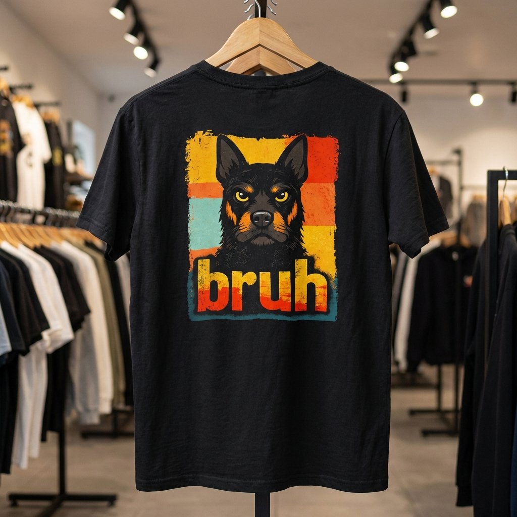 Love for dogs a realistic close up photo of a men’s shirt with the attached picture on the bac